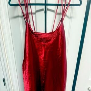Elegant Red Satin Chemise